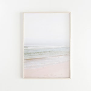 Boho Beach Print Pastel Pink Ocean Poster Decoración costera Tonos neutros Silenciado Wall Art Print Gran arte imprimible Descarga instantánea Ocean Print