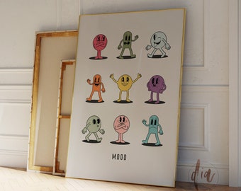 Retro Wall Art Mood Poster Print, Emotions Print, Retro Emotions Wall Print Quote, Downloadable Art, Trendy 70's Poster, Retro Aesthetic