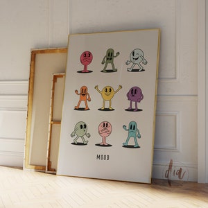 Retro Wall Art Mood Poster Print, Impresión de emociones, Cita de impresión de pared de emociones retro, Arte descargable, Póster de moda de los años 70, Estética retro