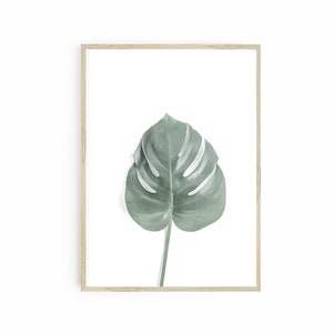 Tropical Leaf Print, Monstera Art Printable Poster, Botanical Leaf Print Green Leaf Wall Art, Large Poster Print, Digital Printable Wall Art