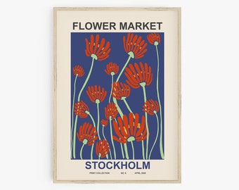 Flower Market Art Print Stockholm, Flower Market Poster, Abstract Flowers, Digital Print, Botanical Printable Poster Flower Exhibition Print