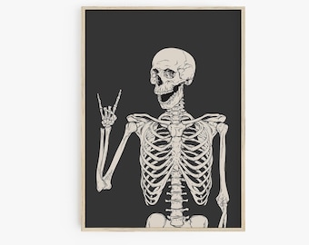 Funny Skeleton Print, Halloween Printable Wall Art, Halloween Decor, Digital Prints, Large Poster Print, Funny Halloween Print