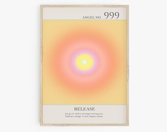 Angel Number 999, Manifestation Print, Gradient Energy