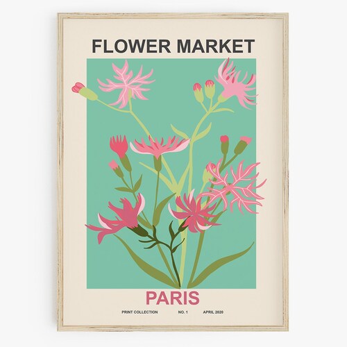 Flower Market Print Paris Printable Poster Flower Market - Etsy