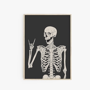 Funny Skeleton Print, Halloween Printable Wall Art, Halloween Decor, Digital Prints, Large Poster Print, Funny Halloween Print