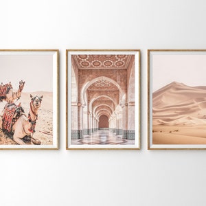 Moroccan Decor Boho Wall Art Print Set of 3 Prints 3 Piece Wall Art Prints Triptych Camel Print Desert Print Moroccan Wall Art Printable Art