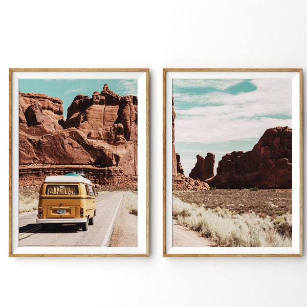 Camper Van Desert Print Boho Decor  Desert Photography Mountain Print Bohemian Art Boho Wall Art Boho Printable Art Arizona Desert Print