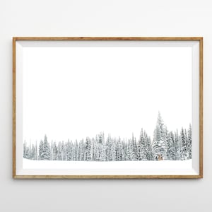 Horizontal Wall Art Winter Trees Print Landscape Photography Snow Covered Forest Minimalist Decor Modern Wall Art Printable Wall Art Print
