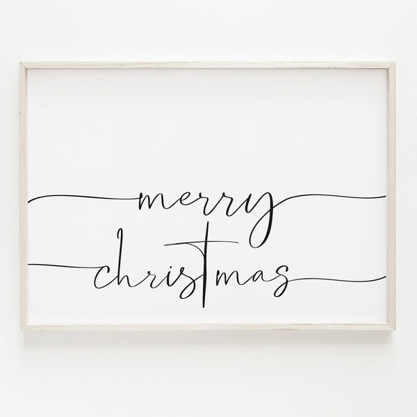 Merry Christmas Printable Sign Digital Download Christmas Saying Christmas Wall Art Print Christmas Decor Cursive Typography Calligraphy