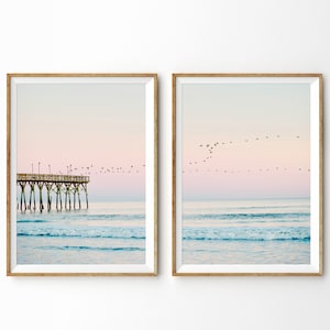 Set of 2 Ocean Prints Coastal Wall Art Prints Beach Decor Pastel Wall Art Sunset Photography Bedroom Decor 2 Piece Wall Art Large Wall Art