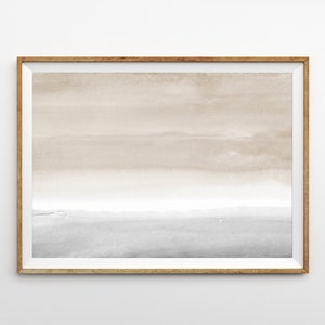 Large Abstract Wall Art Horizontal Print Taupe Grey Watercolor Painting Printable Art Beige Grey Art Extra Large Art Modern Decor