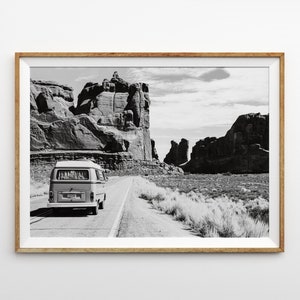 Camper Van Desert Print Van Print Boho Decor Desert Photography Landscape Art Bohemian Art Boho Decor Boho Wall Art Desert Art