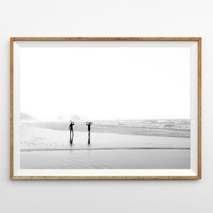 Surf Art Beach Poster Black and White Horizontal Print Bedroom | Etsy