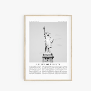 Statue of Liberty Travel Poster, Black and White Travel Print, New York City Print, City Wall Art, Printable Poster, Famous Landmark Art