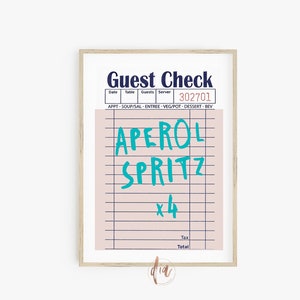 Gast Check Druck, Aperol Spritz Cocktail Druck, trendige Wandkunst, druckbares Retro Poster, adrettes Zimmer Dekor, Bar Cart Drucke Digitaldrucke