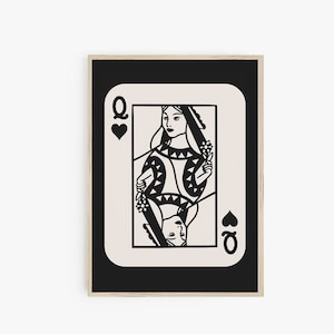Trendige Wand Kunst, Schwarze Herz Königin Spielkarte Poster Druck, Retro Poster, adrette Zimmer Ästhetik, Galerie Wand Druck, Wohnheim Zimmer Dekor