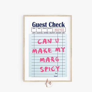 Guest Check Print, Margherita Retro Poster, Trendy Wall Art, Preppy Room Decor, College Apartment Print, Digitale Prints, Alcohol Print