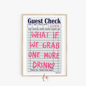 Gastcontrole afdrukken, trendy retro kunst aan de muur, nog een drankje alcohol print, retro poster, college appartement decor, slaapzaal digitale prints