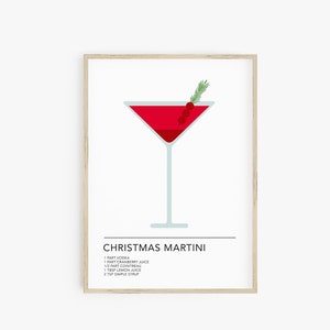 Christmas Martini Recipe Print, Bar Cart Prints, Holiday Martini, Cocktail Art Print, Printable Wall Art, Christmas Drink, Modern Bar Decor