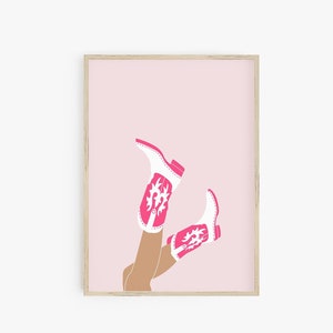 Pink Rodeo Poster Print, Preppy Western Wall Art, Cowgirl Poster, Pink Cowboy Boots, Printable Poster, Preppy Decor, Trendy Wall Art Prints