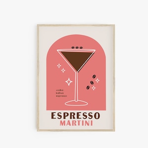 Espresso Martini Poster, Retro Cocktail Wand Kunstdruck, adrette Zimmer Dekor, Alkohol Druck, Bar Cart Dekor, Bar Cart Druck, Martini Art Print