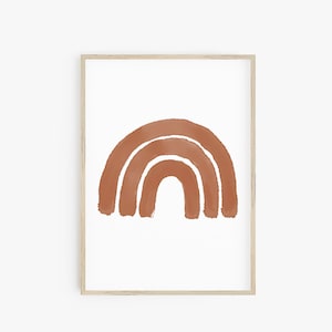 Impresión del arco iris de terracota, impresión del arte del arco iris de la acuarela, decoración del vivero boho, arte abstracto, arte de la pared de la habitación de los niños, arte imprimible, cartel grande