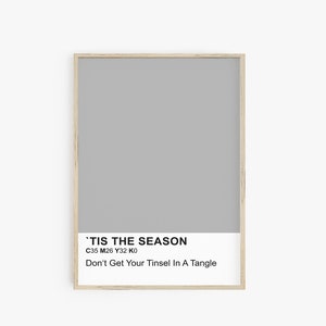 Color Block Print, Modern Holiday Decor, Winter Wall Art, Minimalist Print, Christmas Printable Poster, Tinsel in a Tangle, Tis the Season