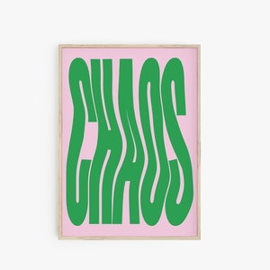 Pink Green Chaos Poster Print, Digital Print, Y2K Decor, Wavy Print, Trendy Wall Art, Typography Print, Teens Room Print, Girls Dorm Room