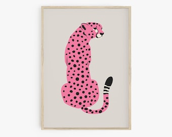 Pink Cheetah Print, Leopard Poster Print, Preppy Room Decor, Boho Wall Art, Large Poster Animal Print, Trendy Wall Art, Printable Wall Art