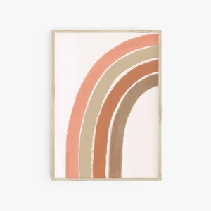 Boho Nursery Rainbow Print, Boys Room Decor, Gender Neutral, Half Rainbow Neutral Colours, Mid Century Modern, Burnt Orange Terracotta Green
