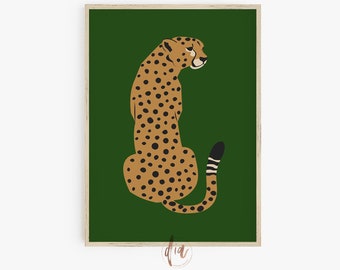 Cheetah Wall Art, Green Leopard Print, Tiger Poster, Trendy Wall Art, Preppy Room Decor, Printable Wall Art, Boho Decor, Apartment Aesthetic