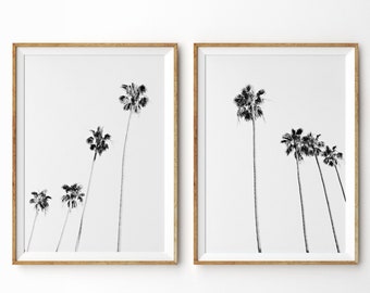 Palm Trees Print Black and White Set of 2 Prints Palm Tree Print Tropical Print Printable Art Palm Tree Photo Tropical Decor Beach Decor