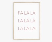 Fa La La Printable Poster Holiday Decor Christmas Print Christmas Saying Wall Art Print Red Typography Modern Minimalist Christmas Art Print