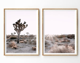 Joshua Tree Print 2 Piece Print Set Boho Decor Desert Print Set of 2 Prints Southwestern Decor Modern Wall Art Arizona Desert Printable Art