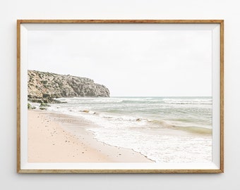 Coastal Print, Horizontal Print, Muted Neutral Beach Wall Art, California Style Large Poster Boho Beach Printable Art Landscape Nature Photo