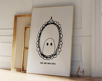 Trendy Halloween Wall Art, Cute Ghost Print, You are Bootiful Positive Affirmation Printable Poster, Downloadable Art Modern Halloween Decor