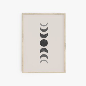 Stampa d&#39;arte da parete con fasi lunari, stampa d&#39;arte lunare moderna di metà secolo, stampa lunare Boho, stampa d&#39;arte celeste, download digitale, stampa di poster di grandi dimensioni