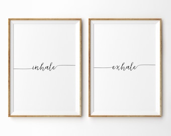 Inhale Exhale Print Pilates Print Fitness Poster Yoga Print Bedroom Wall Art Inspirational Art Modern Minimalist Print Typography Print