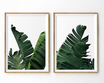Banana Leaf Print Set of 2 Prints Tropical Leaf Print Botanical Print Tropical Wall Decor Printable Art Tropical Decor Palms Print Palm Tree