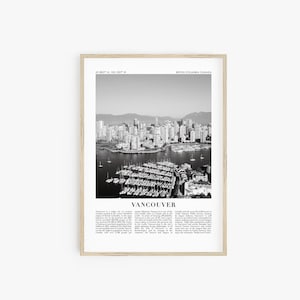 Vancouver Travel Poster, Black and White Travel Print, Canada Print, City Wall Art, Large Printable Poster, Coordinate Print, Digital Prints