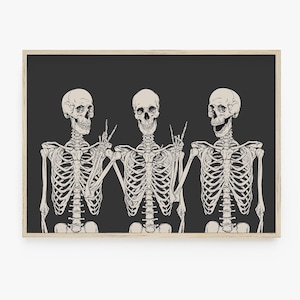 Halloween Printable Wall Art, Halloween Decor, Funny Skeleton Print, Horizontal Print, Digital Prints, Large Poster Print, Downloadable Art