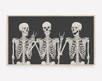 Halloween Samsung Frame Tv Art Funny Skeletons Fall Art Etsy