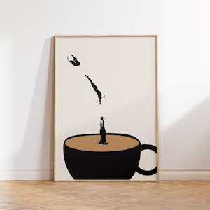 Kaffee Wand Kunstdruck, Retro Kaffee Poster, digitale Kunst Küche Druck, moderne minimalistische druckbare Kunst, Kaffee Liebhaber Geschenk, Digitaldruck