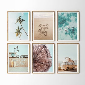 Surf Print Set of 6 Prints Beach Decor California Wall Art Summer Prints Large Printable Poster Boho Beach Decor Coastal Gallery Wall Set