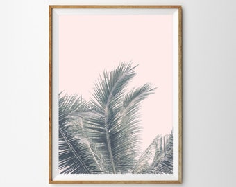 Pink Palms Print Tropical Leaf Print Tropical Leaf Wall Art Prints Coastal Decor Beach Wall Art Palm Tree Print Botanical Poster Print