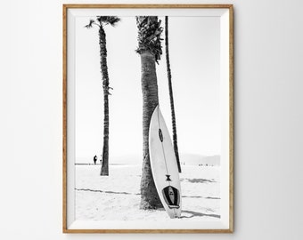 Surf Art Surfboard Wall Art Beach Print Surf Board Print Printable Wall Art Summer Poster Surf Poster Black and White Beach Themed Room