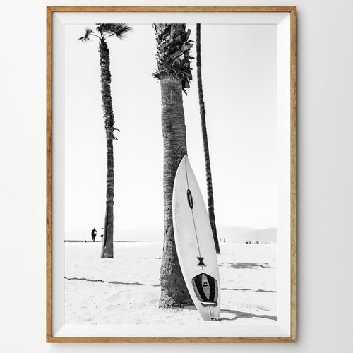 Black and White Longboard Surf Wall Art Minimalist Surfing Etsy