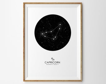 Capricorn Print Capricorn Zodiac Print Constellation Print Star Map Print Zodiac Print Astrology Print Zodiac Art Print Modern Wall Art