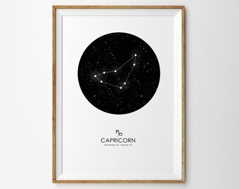 Capricorn Print Capricorn Zodiac Print Constellation Print Star Map Print Zodiac Print Astrology Print Zodiac Art Print Modern Wall Art