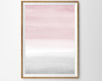 Blush Pink Grey Abstract Art Large Wall Art Watercolor Printable Art Pink Grey Painting Blush Pink and Grey Art Modern Decor Nursery Art